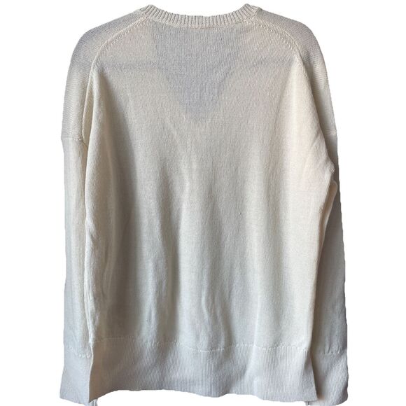 New Theory Karenia Wool Blend V-Neck Sweater in Ivory Size Medium - Picture 6 of 6